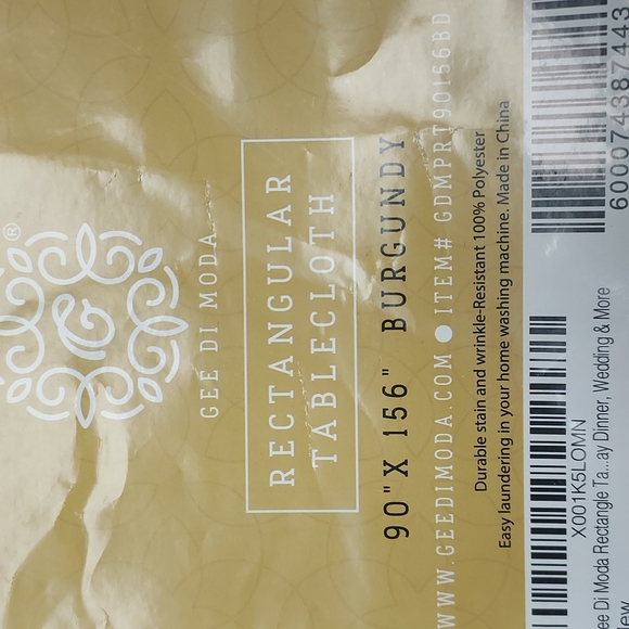 Burgundy Tablecloth 90" x 156" - Picture 2 of 2